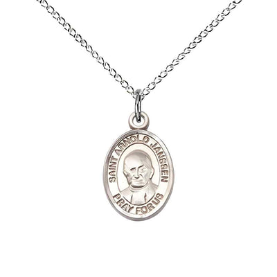 Saint Arnold Janssen Small Children Sterling Silver Medal with Sterling Silver Curb Chain in Deluxe Gift Box | Bliss Manufacturing