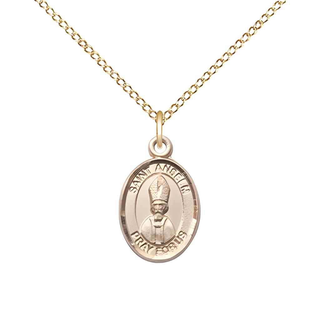 Saint Anselm of Canterbury 14kt Gold Oval Small Children Medal with 14kt Gold Curb Chain with Deluxe Gift Box | Bliss Manufacturing