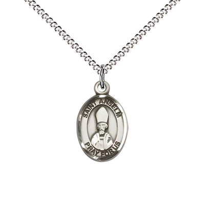 Saint Anselm of Canterbury Small Children Pewter Medal with Rhodium-plated Curb Chain with Deluxe Gift Box | Bliss Manufacturing