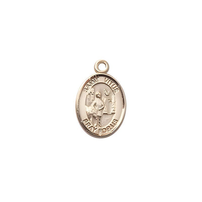 St. Vitus 14kt Gold Oval Small Children Medal, Measures 1/2-inch tall by 1/4-inch wide, Bliss Manufacturing