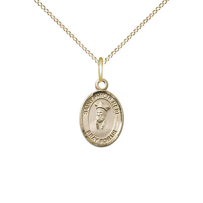 St. Philip Neri 14kt Gold-filled Oval Small Children Medal with Gold-filled Chain, Measures 1/2-inch tall by 1/4-inch wide. Deluxe Gift Box, Bliss Manufacturing