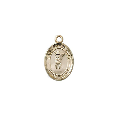 St. Philip Neri 14kt Gold Oval Small Children Medal, Measures 1/2-inch tall by 1/4-inch wide. Deluxe Gift Box, Bliss Manufacturing