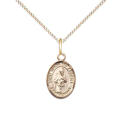 Saint Simon the Apostle 14kt Gold-filled Oval Small Children Medal with Gold-filled Curb Chain with Deluxe Gift Box | Bliss Manufacturing