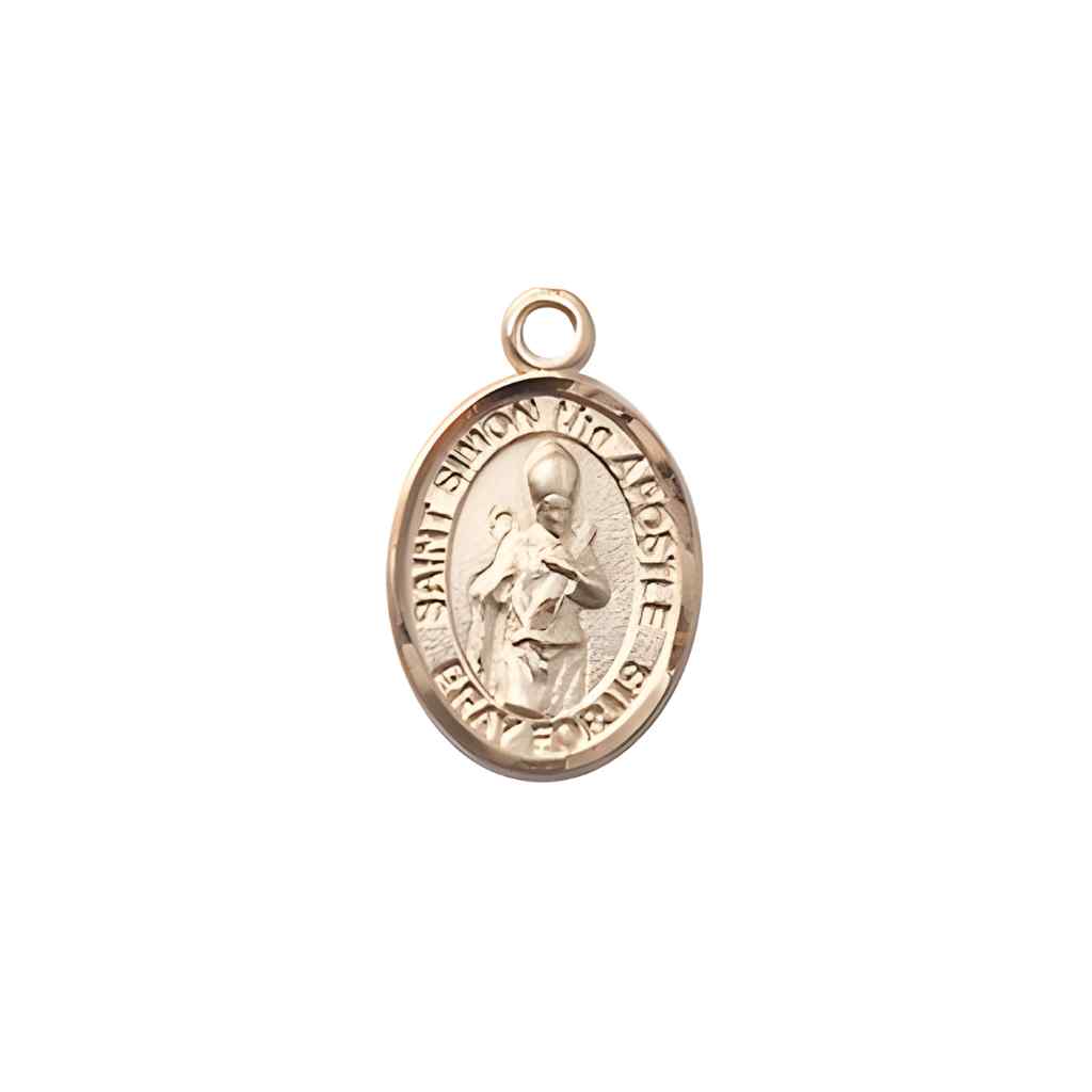 Saint Simon the Apostle 14kt Gold Oval Small Children Medal with Deluxe Gift Box | Bliss Manufacturing
