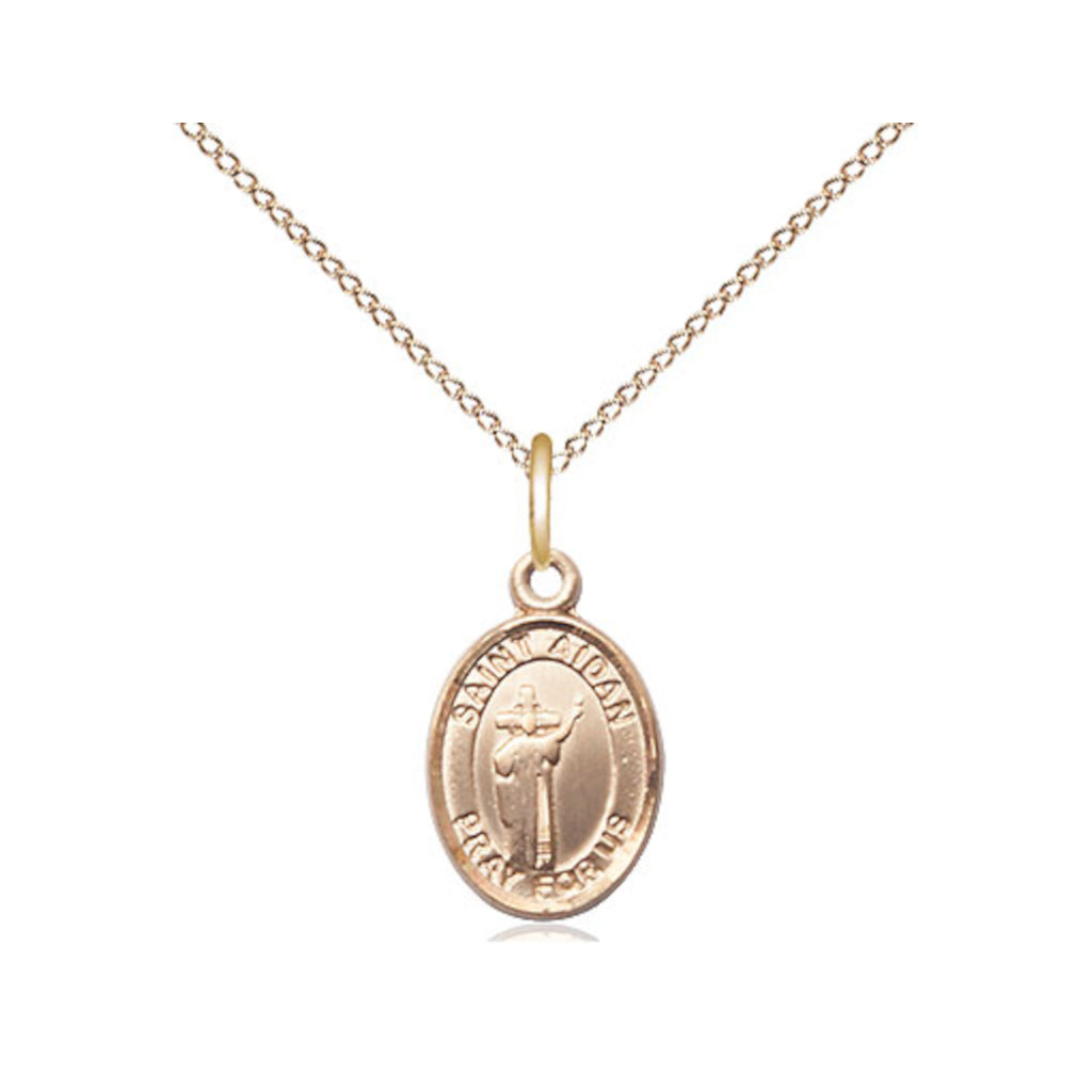 Bliss Engravable St Aidan of Lindesfarne Small Gold-filled Medal Necklace