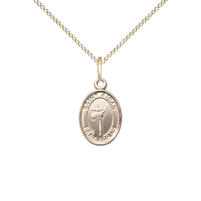 St. Aidan of Lindesfarne Engravable 14kt Gold-filled 1/2" x 1/4" Medal with Gold-filled Chain, Bliss Manufacturing