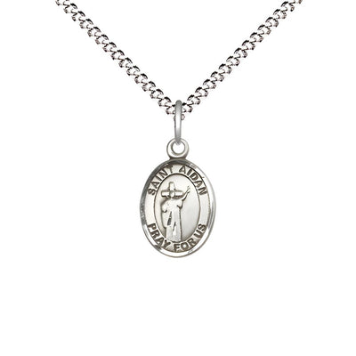 St. Aidan of Lindesfarne Engravable Pewter 1/2" Medal with Plated Chain, Children Size, Bliss Manufacturing