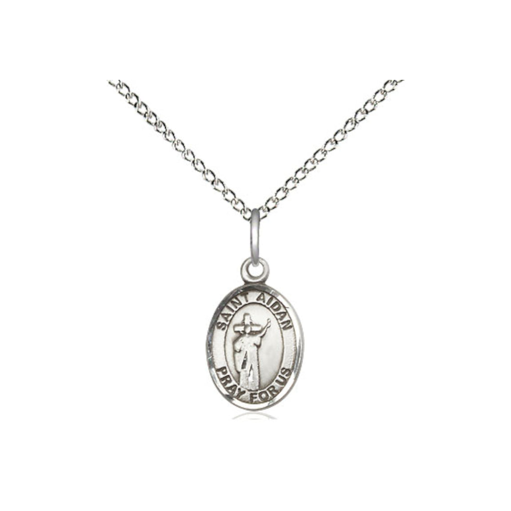 Small Engravable St Aidan of Lindesfarne Sterling Silver Medal