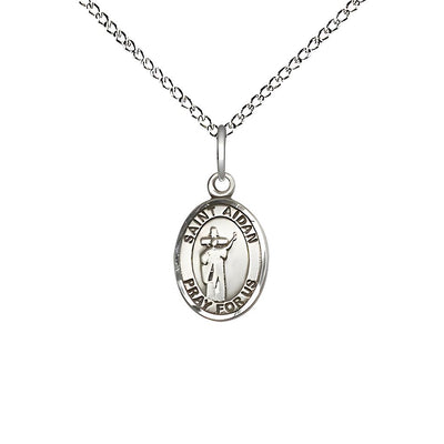 Small Engravable St Aidan of Lindesfarne Sterling Silver Medal, Bliss Manufacturing