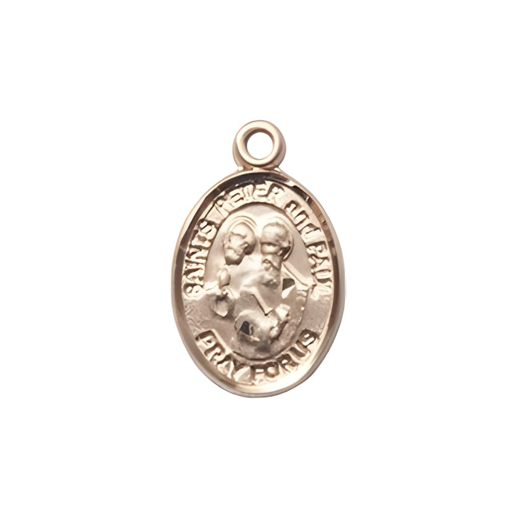 Bliss St. Peter and St. Paul 14kt Gold Oval Small Medal