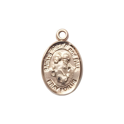 St. Peter and St. Paul 14kt Gold Oval Small Medal, Bliss Manufacturing