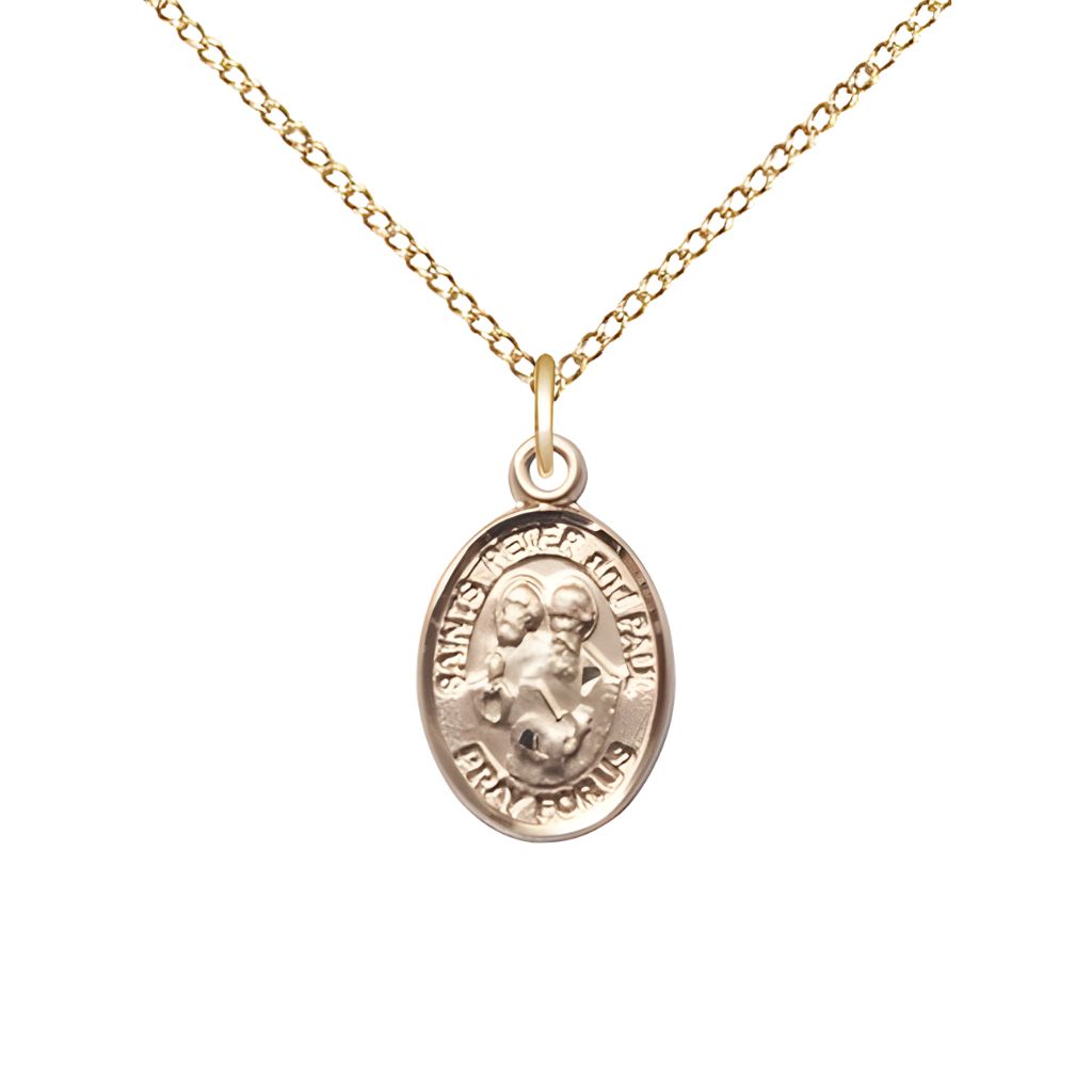 Bliss St. Peter and St. Paul 14kt Gold Oval Small Medal view 2