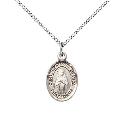 Our Lady of Rosa Mystica Small Children Sterling Silver Medal with Sterling Silver Chain, Deluxe Gift Box.