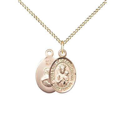 Our Lady of Czestochowa 14kt Gold-filled Oval Small Children Medal with Gold-filled Chain, Deluxe Gift Box