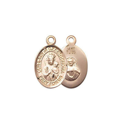 Our Lady of Czestochowa 14kt Gold Oval Small Children Medal, Deluxe Gift Box