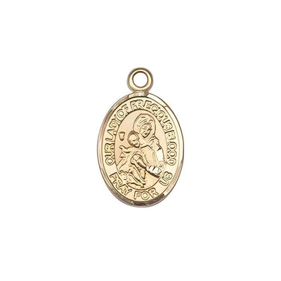 Our Lady of the Precious Blood 14kt Gold Oval Small Children Medal Pendant, Deluxe Gift Box.