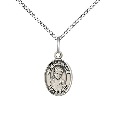 St. Carlo Acutis Engravable Sterling Silver 1/2" Medal with Sterling Chain, Bliss Manufacturing