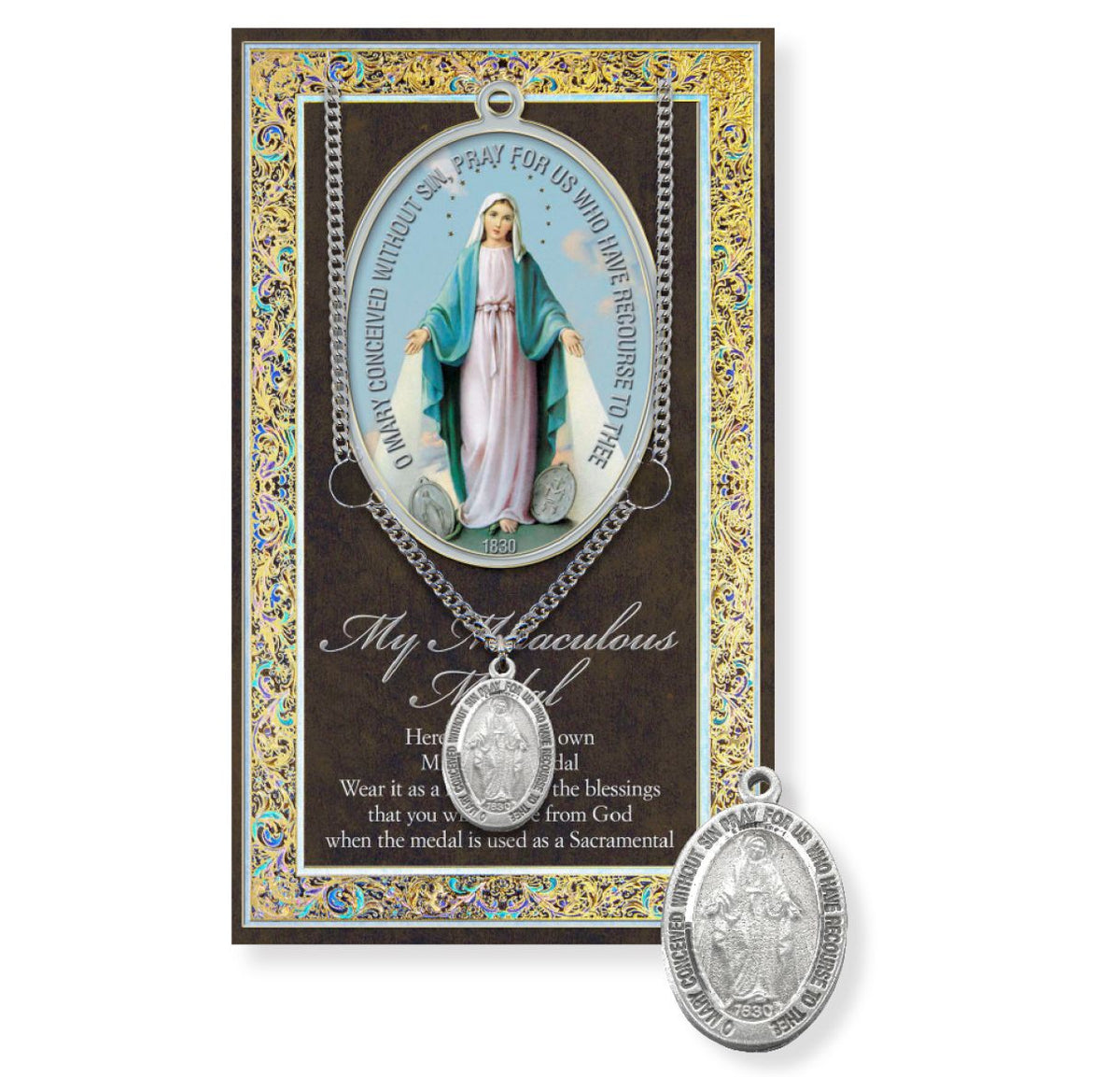 Hirten Miraculous Medal Pewter Medal w/Biography and Prayer Pamphlet