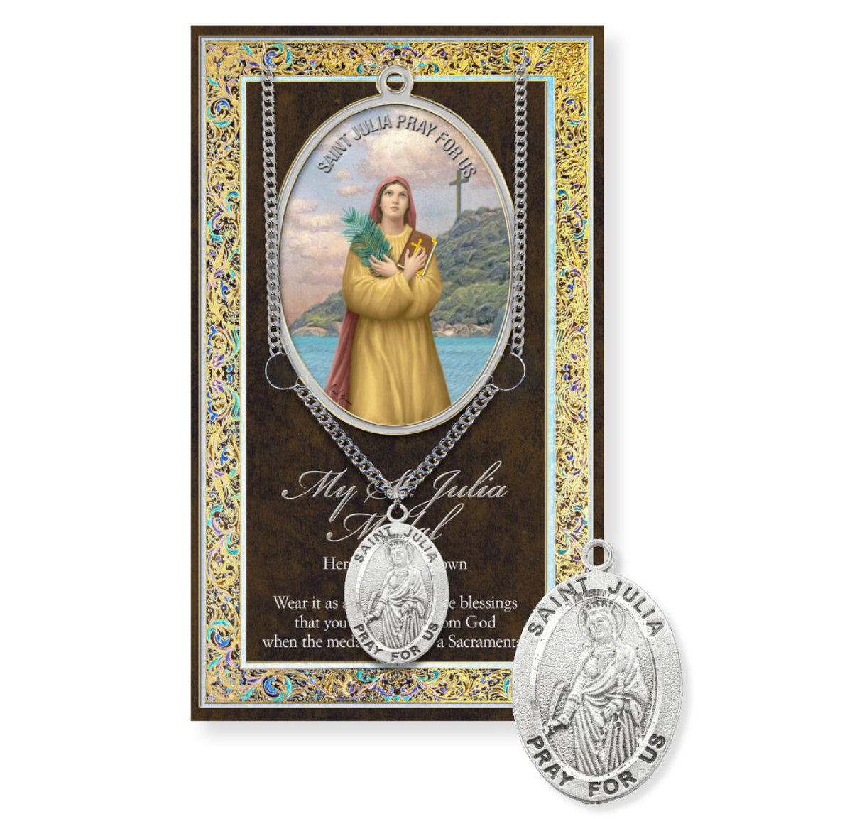 Hirten St Julia of Corsica Pewter Medal w/Biography and Prayer Pamphlet,