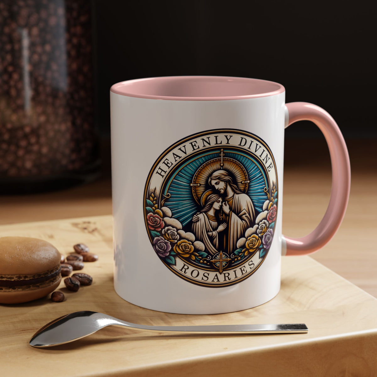 Heavenly Divine Rosaries Logo Coffee Cup 11oz Cereamic Accent Color Mug