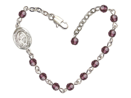 Bliss Girls Birthstone Communion Miraculous Medal Bracelet