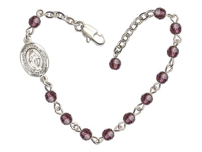 Girls Birthstone Communion Miraculous Medal Bracelet in Amethyst, Bliss Manufacturing