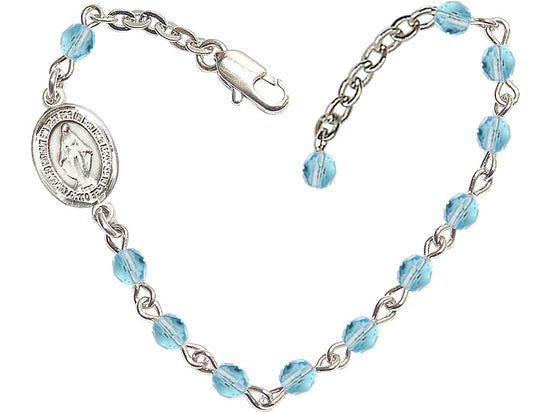 Bliss Girls Birthstone Communion Miraculous Medal Bracelet