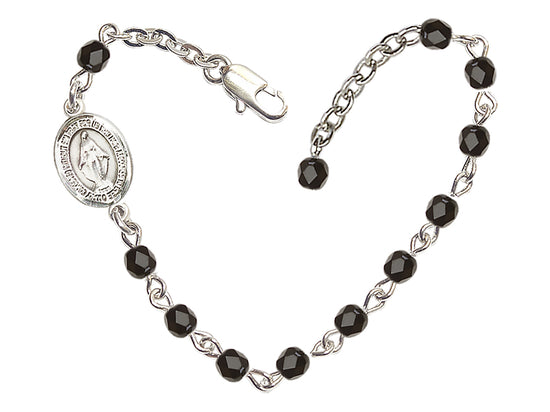 Bliss Girls Birthstone Communion Miraculous Medal Bracelet