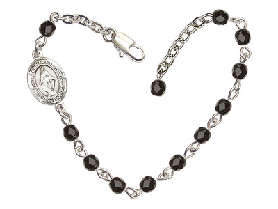 Girls Birthstone Communion Miraculous Medal Bracelet in Black, Bliss Manufacturing