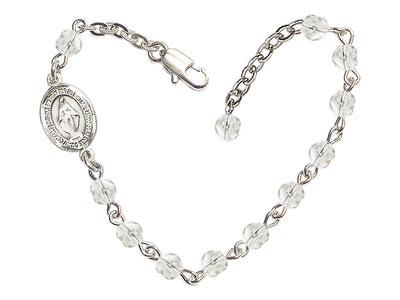 Girls Birthstone Communion Miraculous Medal Bracelet in Crystal, Bliss Manufacturing