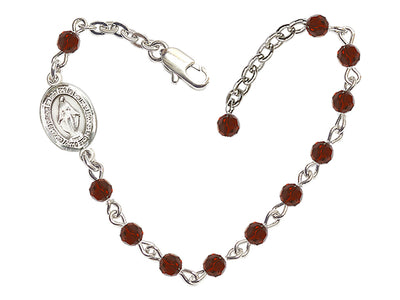 Girls Birthstone Communion Miraculous Medal Bracelet in Garnet, Bliss Manufacturing
