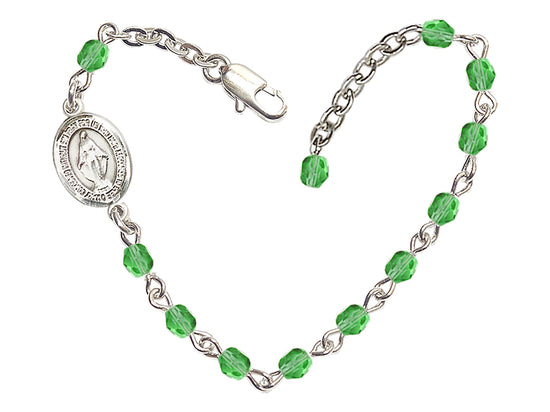 Bliss Girls Birthstone Communion Miraculous Medal Bracelet