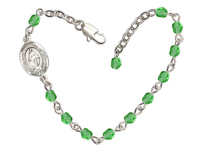 Girls Birthstone Communion Miraculous Medal Bracelet in Peridot, Bliss Manufacturing