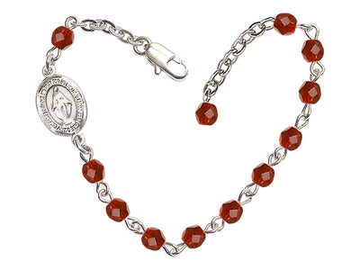 Girls Birthstone Communion Miraculous Medal Bracelet in Ruby, Bliss Manufacturing