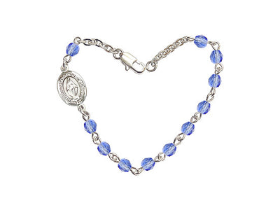 Girls Birthstone Communion Miraculous Medal Bracelet in Sapphire, Bliss Manufacturing