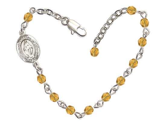 Bliss Girls Birthstone Communion Miraculous Medal Bracelet