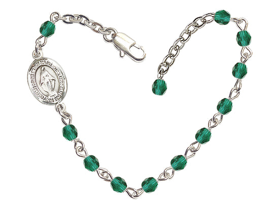 Bliss Girls Birthstone Communion Miraculous Medal Bracelet