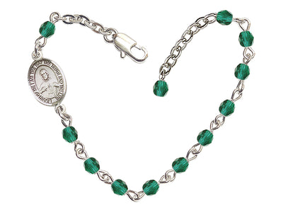 Girls Sacred Heart Scapular 4mm Austrian Crystal Silver-plated Bracelet with Fire Polished, Zircon December Birthstone, Bliss Manufacturing