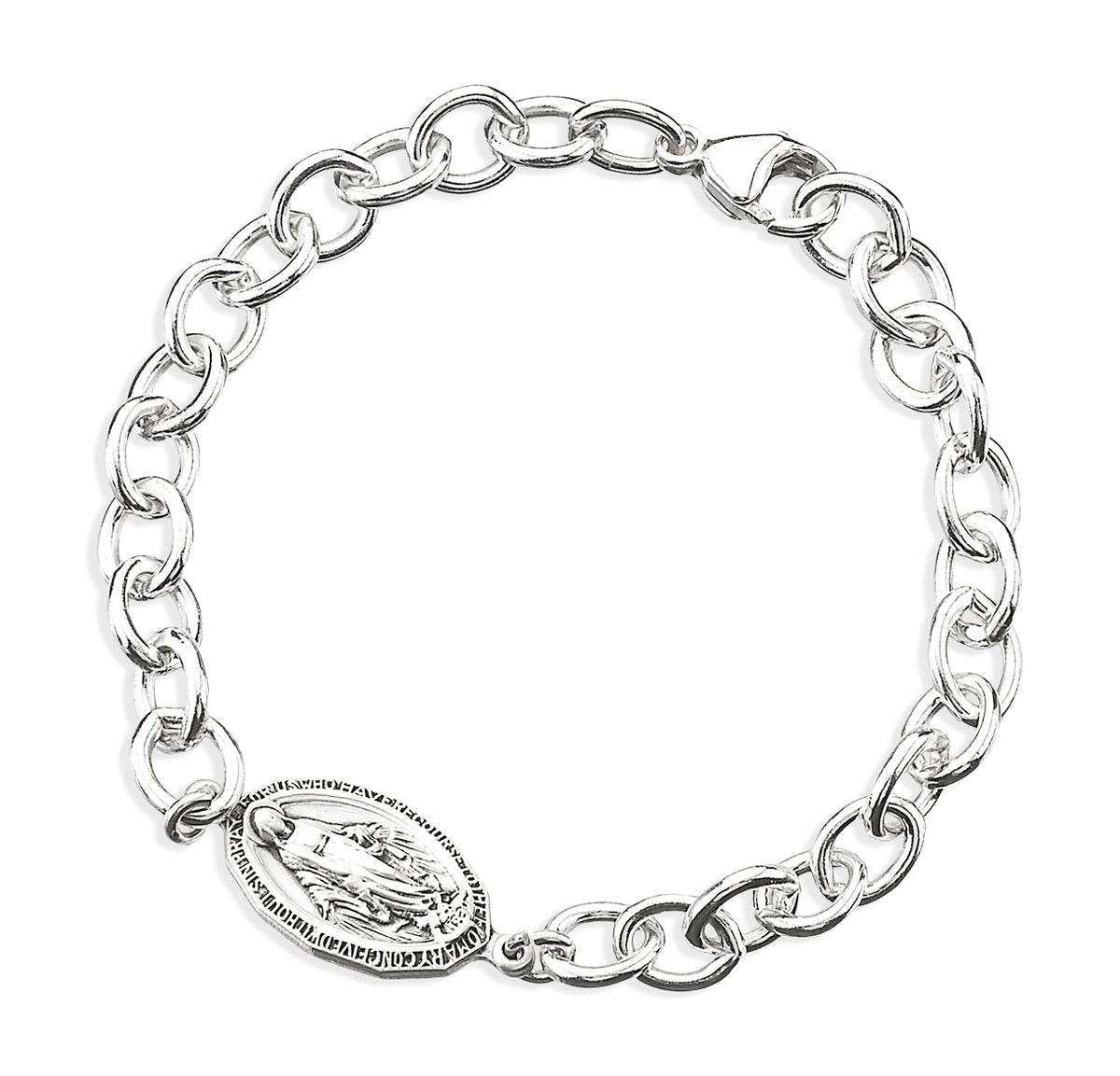 HMH Miraculous Medal Sterling Silver Link Bracelet