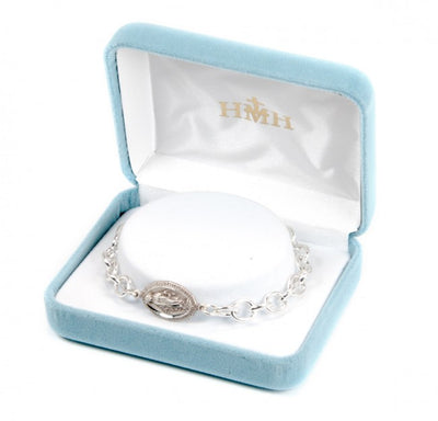 Miraculous Medal Sterling Silver Link Bracelet in Box, HMH Religious