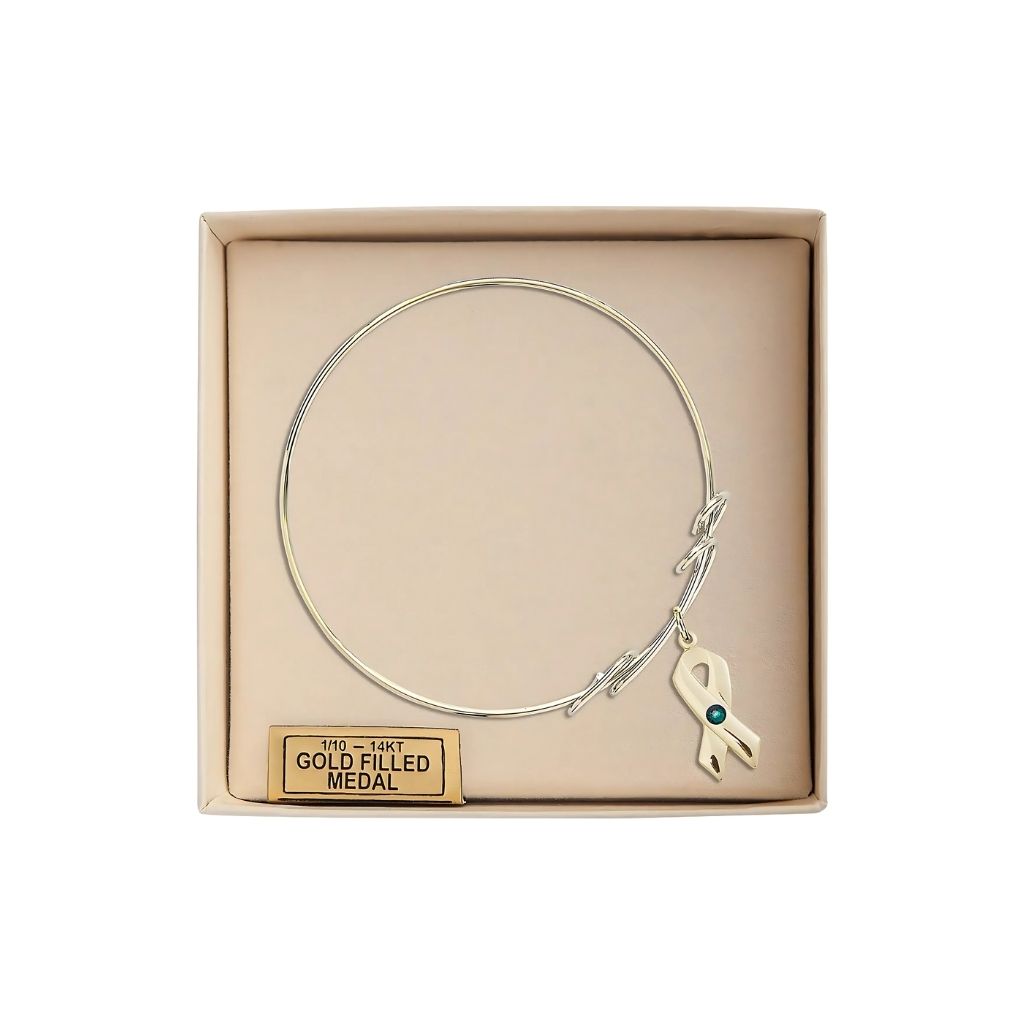Bliss Cancer Awareness Gold-filled Birthstone Loop Bangle Bracelet
