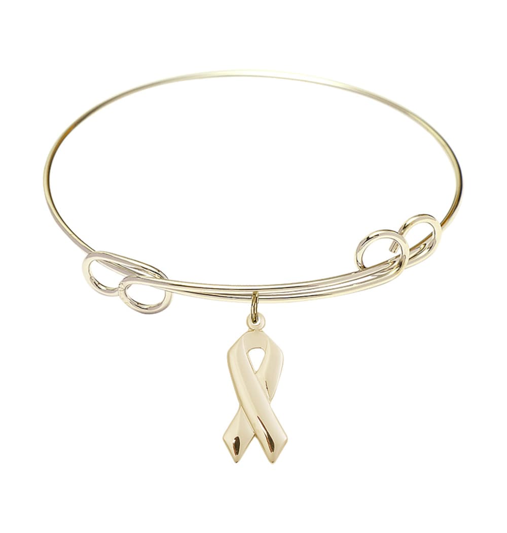 Bliss Gold-filled Cancer Awareness Double Loop Bangle Bracelet,