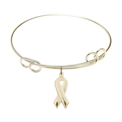 Gold-filled Cancer Awareness Double Loop Bangle Bracelet, Bliss Manufacturing