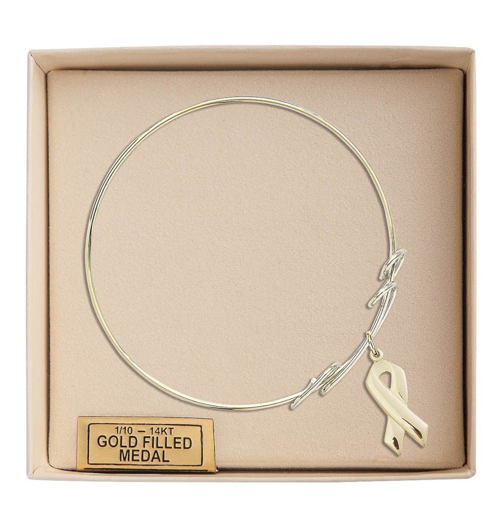 Bliss Gold-filled Cancer Awareness Double Loop Bangle Bracelet,