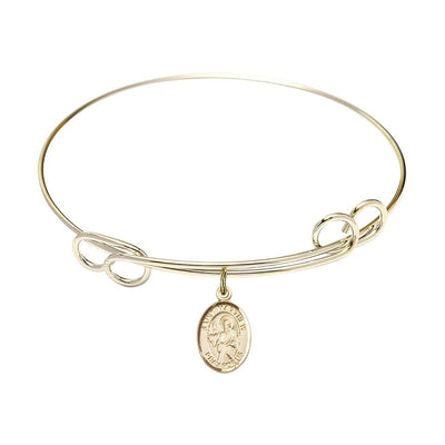 St. Matthew the Apostle 14kt Gold-filled Charm Double Loop Bangle Bracelet, charm measures 1/2 by 1/4 inch, Bliss Manufacturing