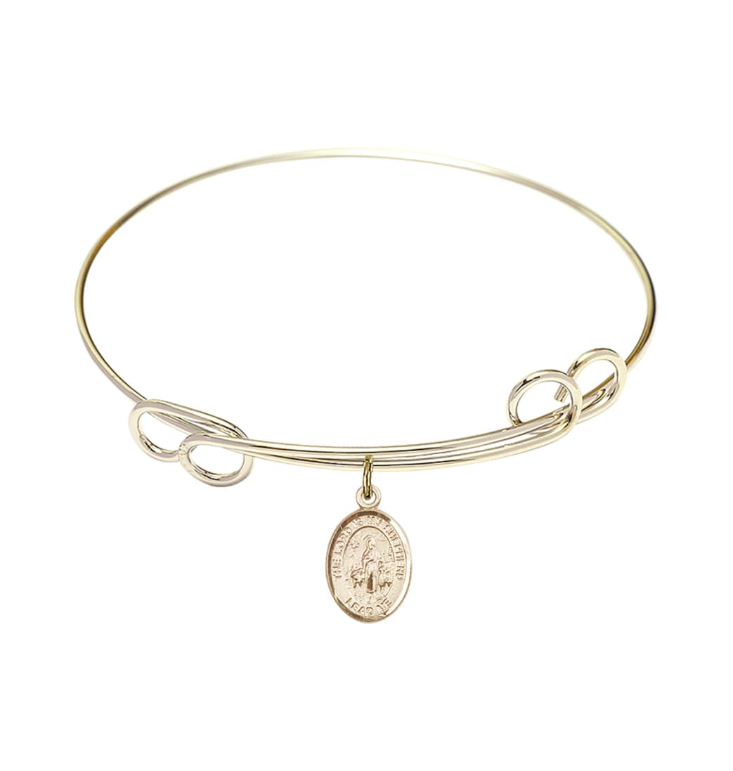 Bliss Lord is My Shepherd Double Loop Bangle Bracelet with Gold-filled Charm,