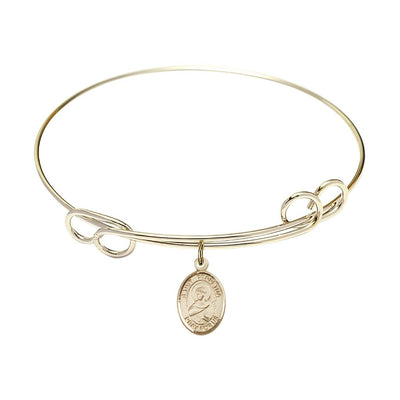 St. Perpetua 14kt Gold-filled Charm with a Double Loop Gold-Plated Bangle Bracelet, Charm Size: 1/2 x 1/4, Gift Box, Bliss Manufacturing