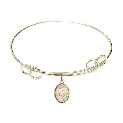 Teresa of Calcutta Double Loop Bangle Bracelet with 14kt Gold-filled Charm, Bliss Manufacturing