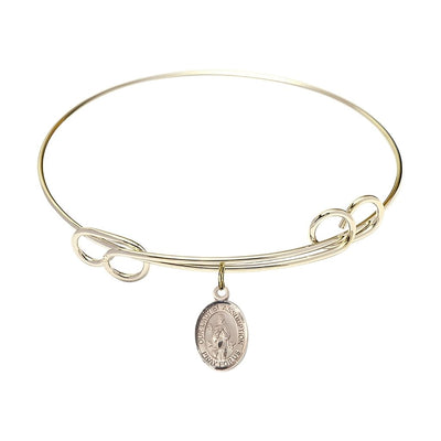 Our Lady of Assumption Double Loop Bangle Bracelet, 14kt gold-filled charm measures 1/2 by 1/4 inch, Bliss Manufacturing