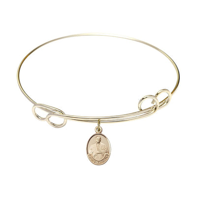 Pope Leo XIV Double Loop Bangle Bracelet with 14kt Gold-filled Charm and Gold-plated Bangle, Bliss Manufacturing